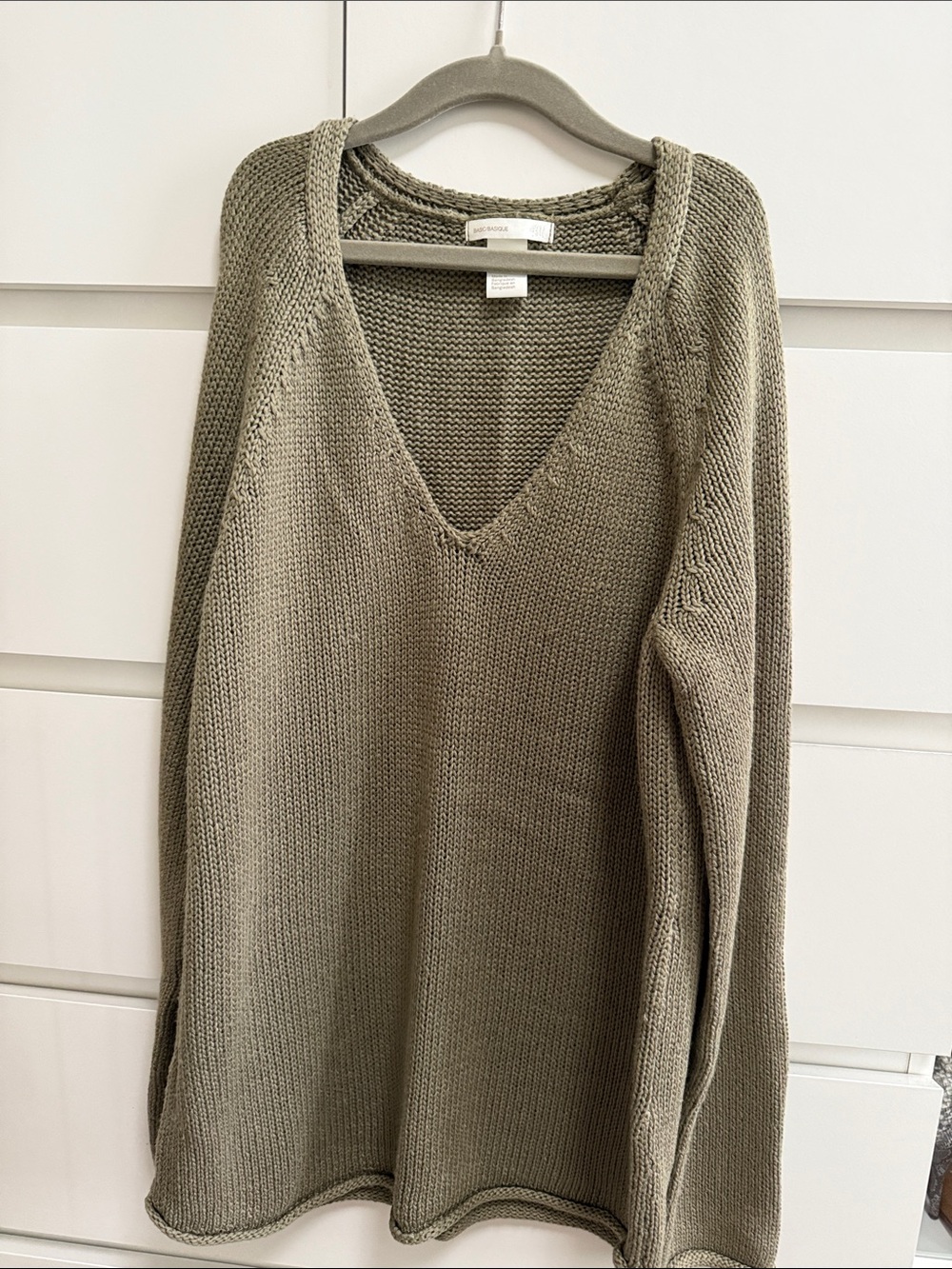 H&M Olive V-Neck Knit Sweater